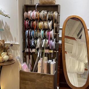 实木丝带彩带收纳架缎带包装实体门市展厅展示架花店多功能陈列架