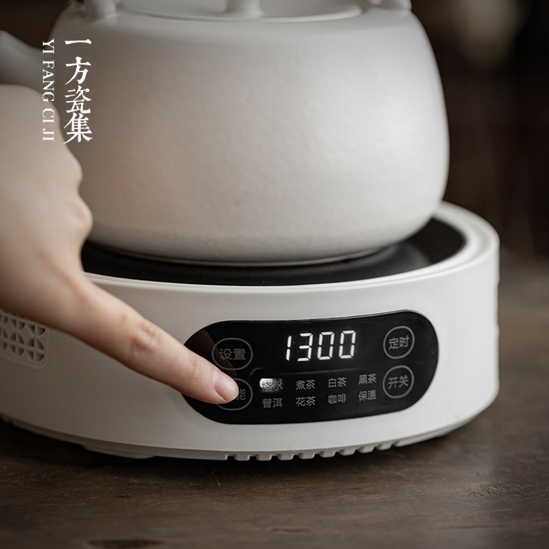 新款提梁壶煮茶壶电陶炉大容y量藤编茶壶可明火白陶壶煮茶炉套装