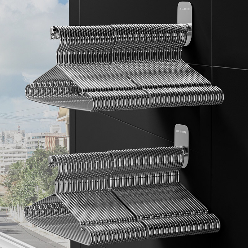 衣架收纳架整理神器壁挂墙上免打孔阳台置物晾Q放挂钩挂架衣撑衣