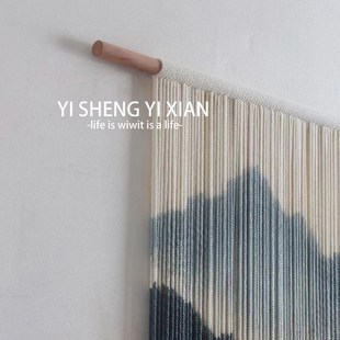 中国风染色水墨画手工编织v挂毯电表箱遮盖门帘挂毯民宿艺术软装