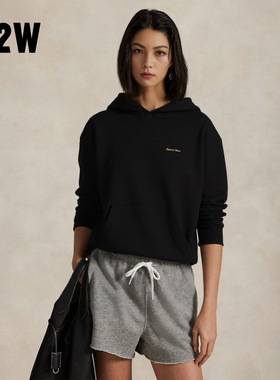 R2W美式复古连帽卫衣女秋冬季运动休闲上衣宽松黑色连帽衫
