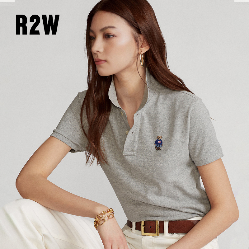 R2W纯棉修身小熊polo衫短袖t恤