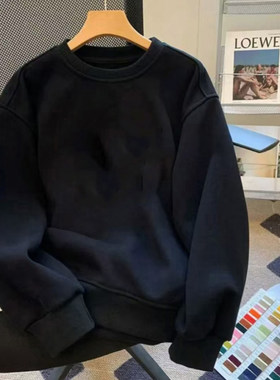 卫衣潮牌保暖内搭纯色秋冬圆领纯棉男女生新款情侣款美式复古外套