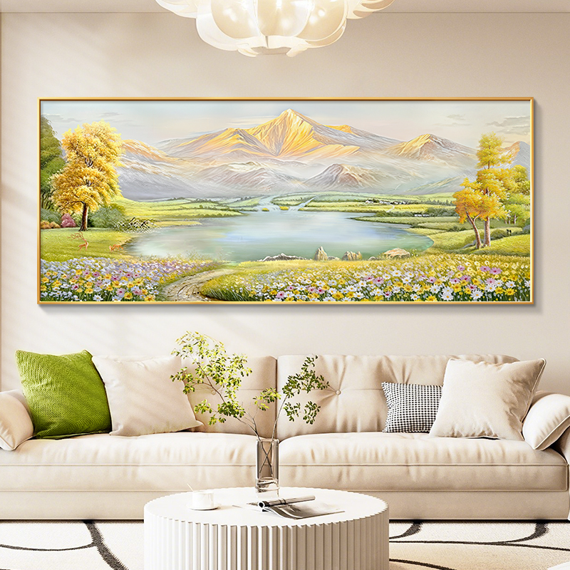 金山聚宝盆客厅装饰画山水画沙发背景墙挂画高档风景壁画手绘油画