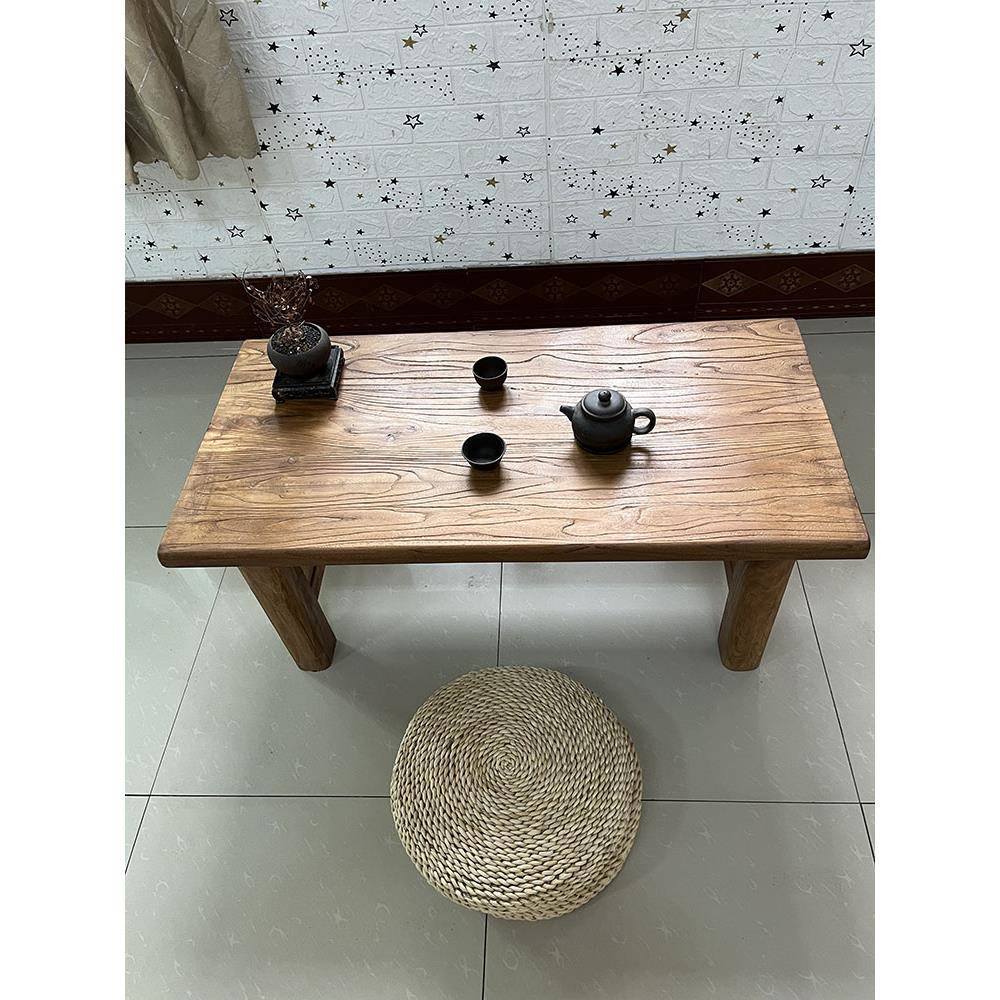 需定制老榆木茶桌榻榻米矮桌日式实木原木茶几炕几客厅飘窗桌家用