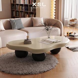 奶油风云朵茶几简约小户型客厅家用设计师创意异形茶桌 需定制法式
