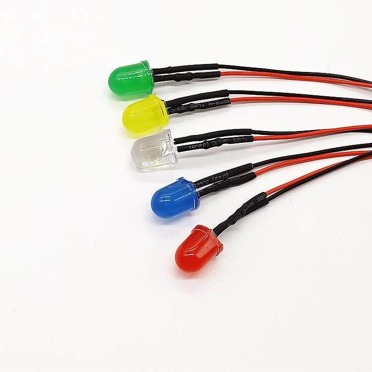 3/5/8/10mm带线LED灯泡发光二极管3V6V12V24V220V设备电源指示灯