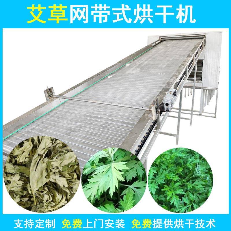 艾草烘干机大型紫苏叶艾叶烘干机网带式艾柱艾条中药材烘干设备