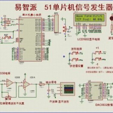 51单片机信号发生器三角波正弦波锯齿波方波proteus仿真设计C程序