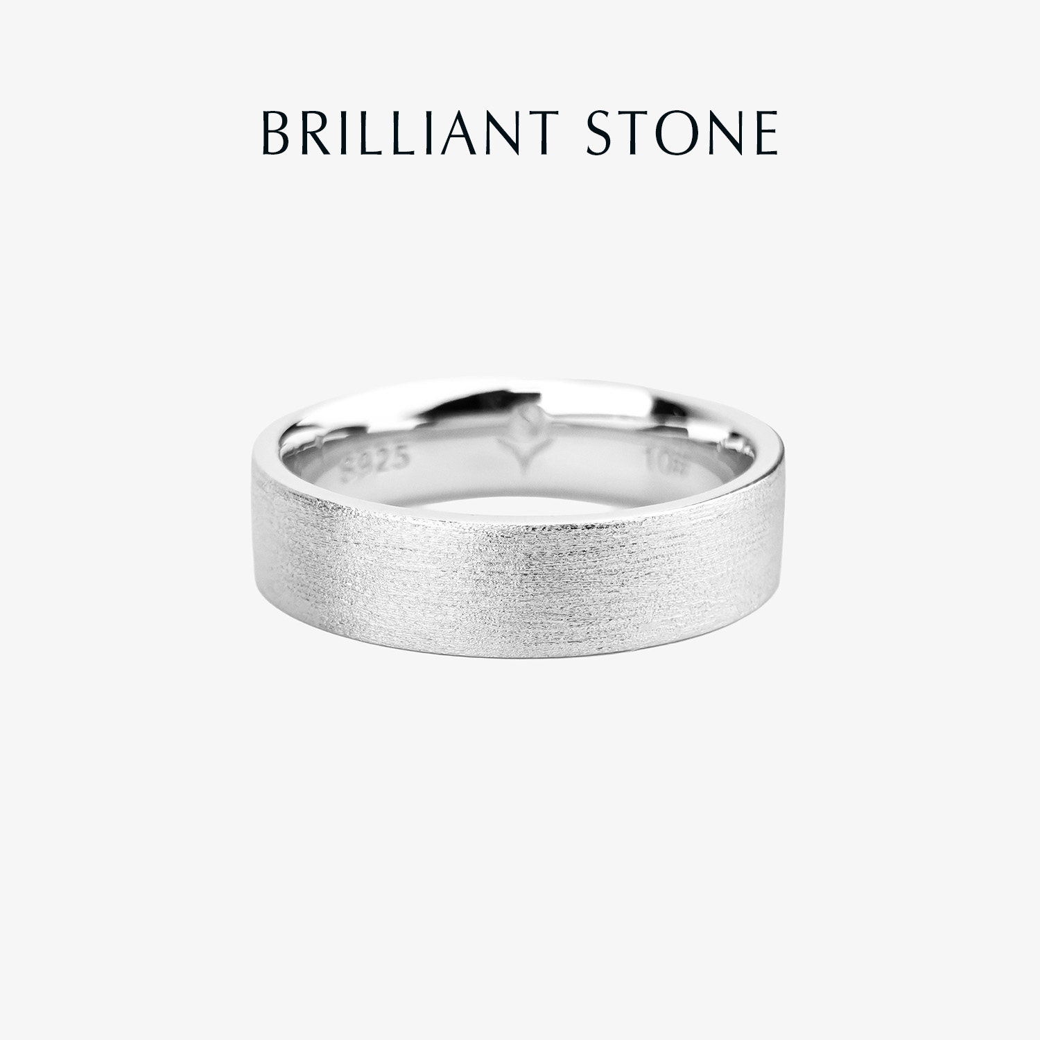 Brilliant Stone925银素圈戒指男女平面拉丝指环极简情侣对戒礼物