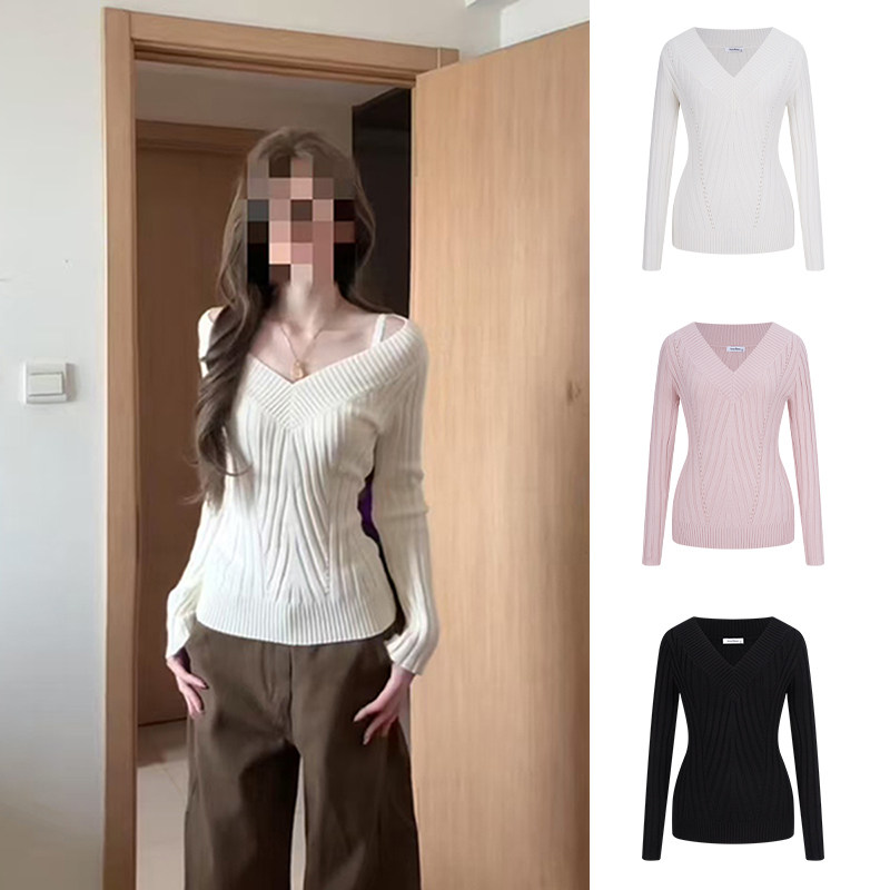 MosesQueen魔西女王麻花v领针织衫秋冬内搭毛衣修身长袖打底上衣,女装/女士精品,毛针织衫,淘宝优惠券,粉丝福利购,淘宝优惠卷