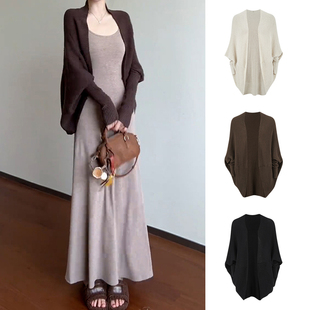 MosesQueen魔西女王慵懒蝙蝠袖 春秋毛衣外套宽松显瘦上衣 针织开衫