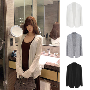 外搭中长款 防晒罩衫 披肩上衣 外套薄款 MosesQueen魔西女王白色开衫