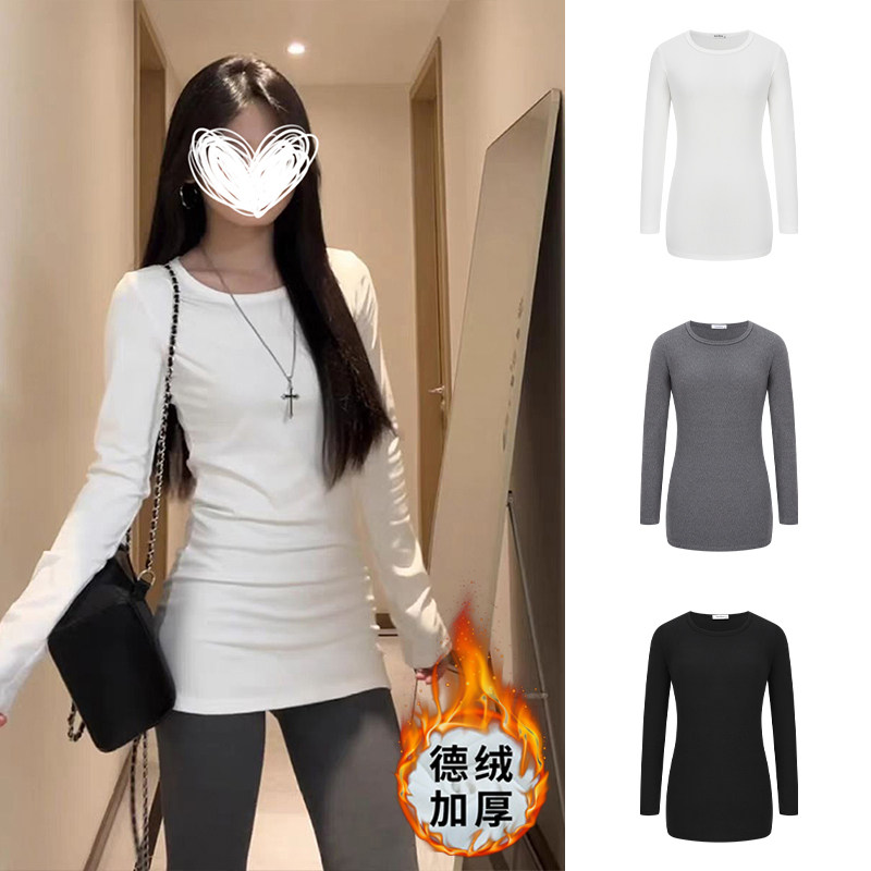 MosesQueen魔西女王白色德绒长袖t恤秋冬内搭打底修身中长款上衣,女装/女士精品,T恤,淘宝优惠券,粉丝福利购,淘宝优惠卷