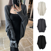 毛衣外套秋冬外搭宽松长袖 MosesQueen魔西女王蝙蝠袖 针织开衫 上衣