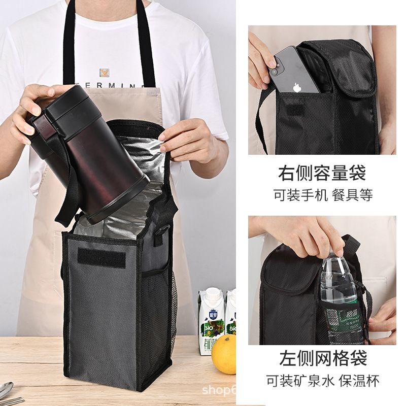 饭袋便当包保温桶袋子学生圆形饭盒袋便当盒饭桶保温袋带饭手提袋