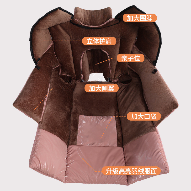 儿童亲子款电动车挡风被冬季加绒加厚电瓶摩托车防风防水2024新款