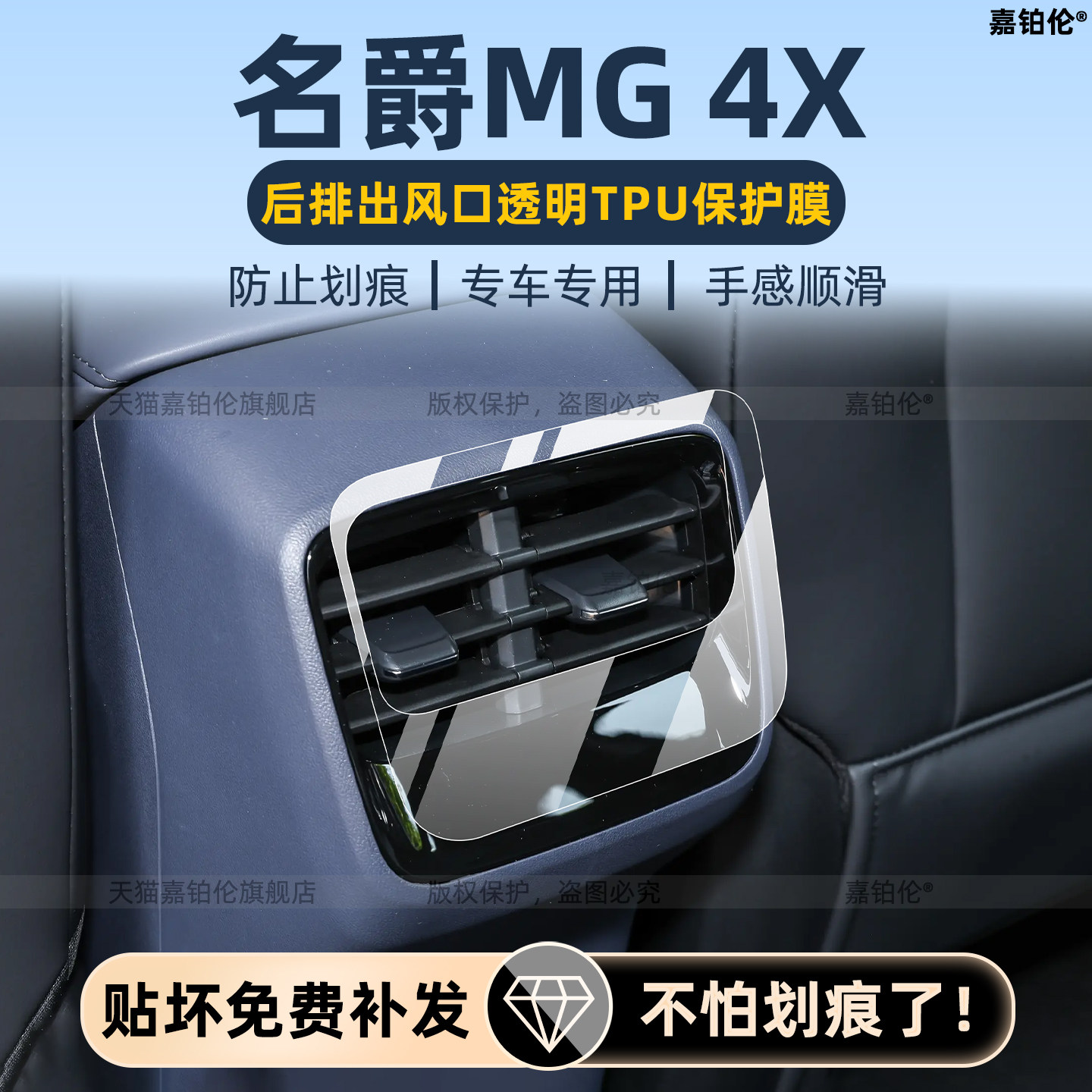 适用于名爵MG4X内饰中控车机屏幕钢化膜后排出风口保护膜改装配件