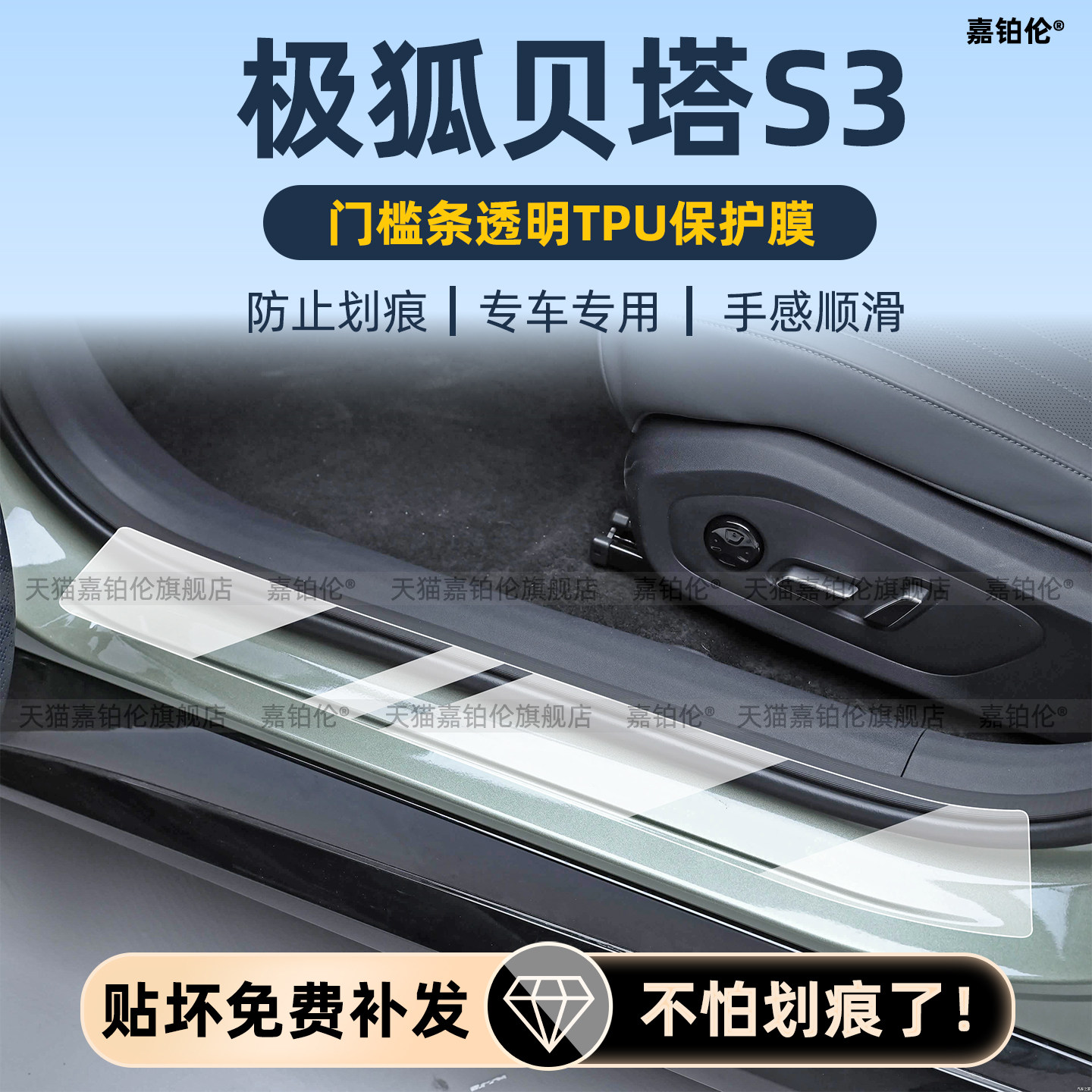 适用极狐贝塔S3中控车机屏幕钢化膜内饰门槛条贴车窗升降贴膜配件