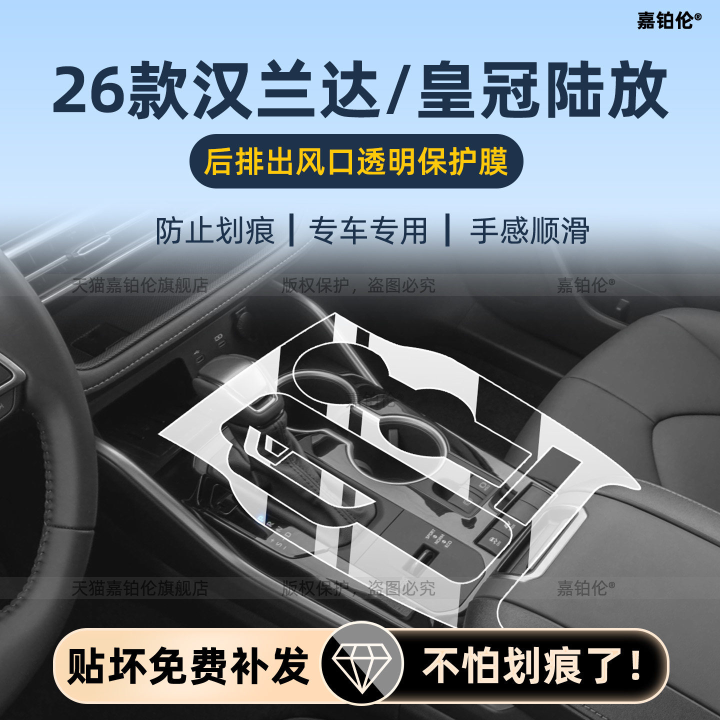 26款丰田皇冠陆放/汉兰达中控膜