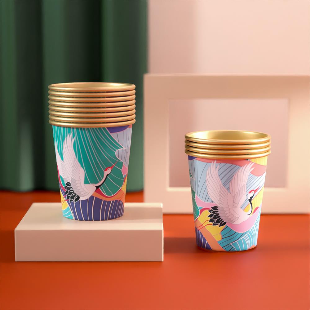 金箔纸杯加厚一次性纸杯子家用高档茶水杯商用广告杯喝茶喝酒水杯