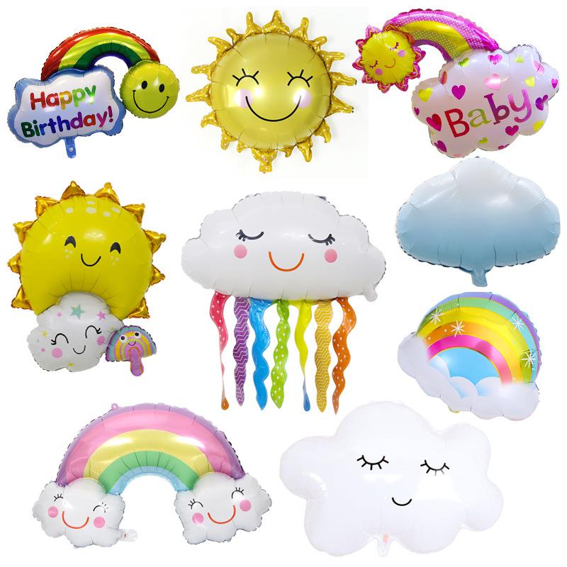 云朵彩虹流星笑脸太阳铝膜气球宝宝生日派对幼儿园背景布置装饰品