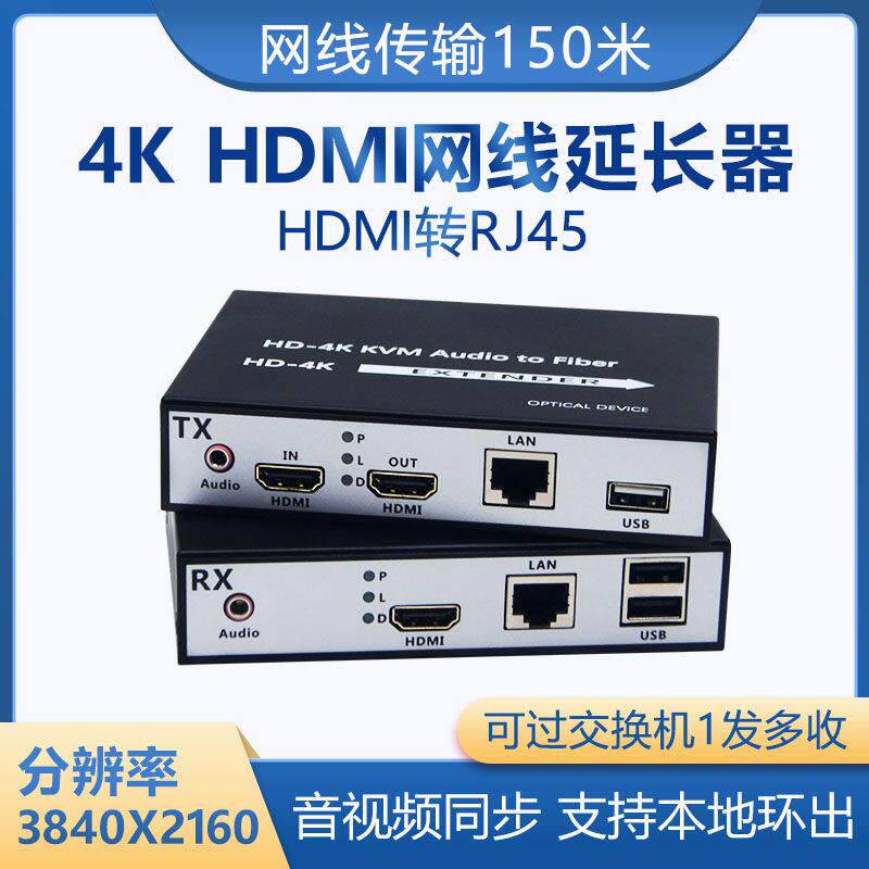 4K/1080P高清HDMI网线延长器kvm转RJ45网络传输器转换器1发多收