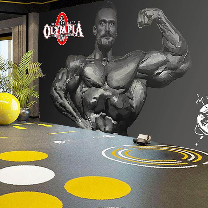 健身房健美室拳击搏击背景墙布大型壁画挂画打卡logo墙纸设计定制