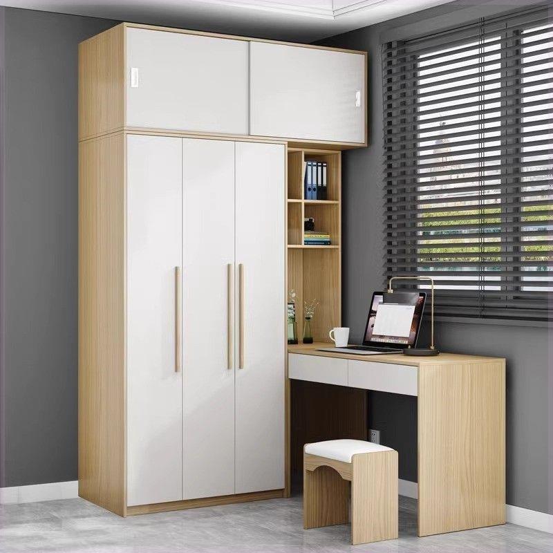 衣柜书桌一体小户型衣柜带书桌一体组合转拐角家用卧室儿童房连学