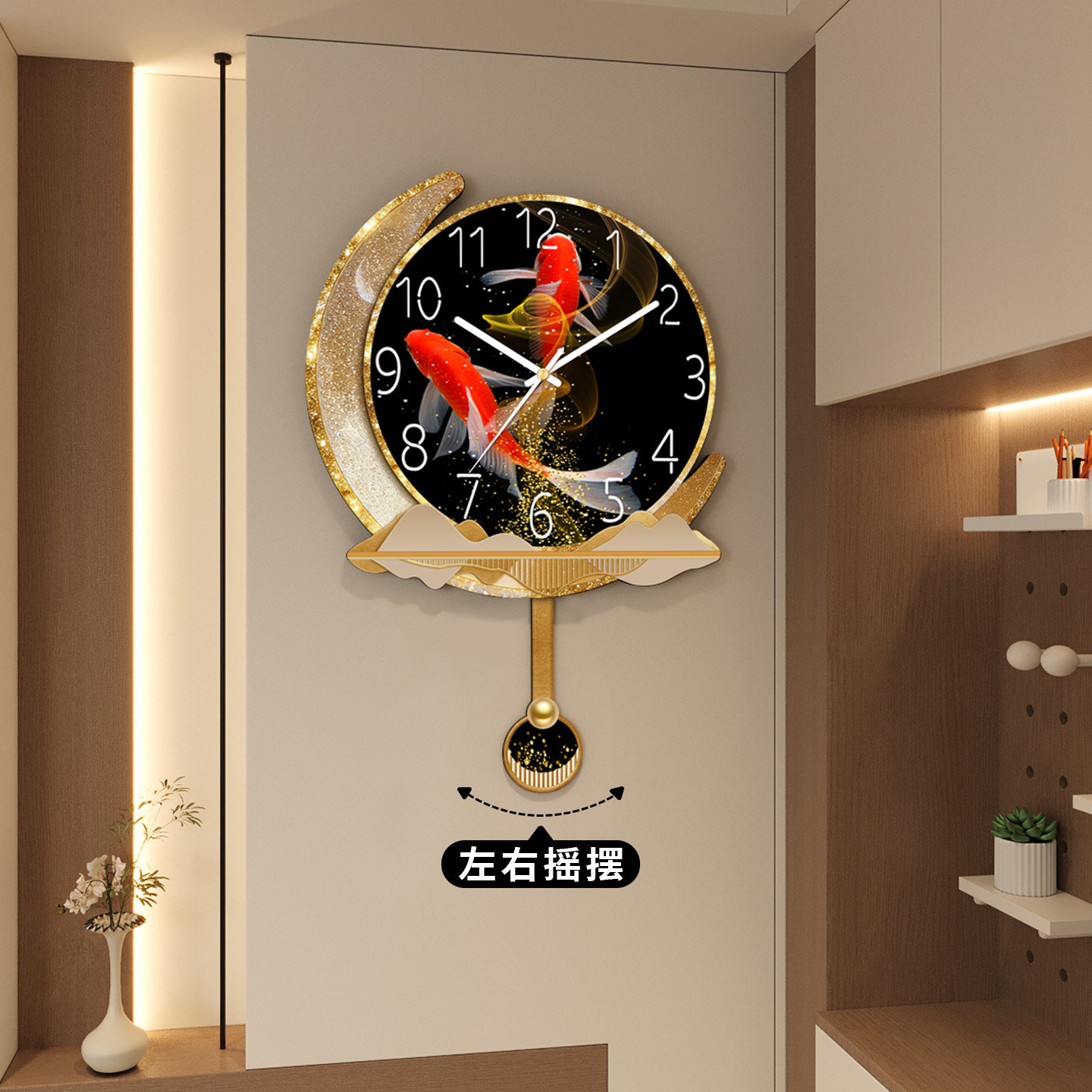 新款钟表家用静音高级感创意挂钟客厅餐厅装饰画钟中国风挂墙时钟
