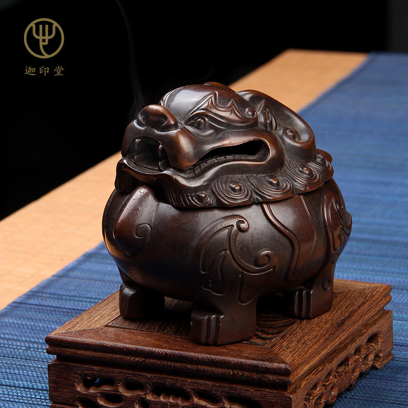 迦印堂 盘香炉家用室内仿古薰香炉沉檀香炉 供佛摆件狻猊献瑞