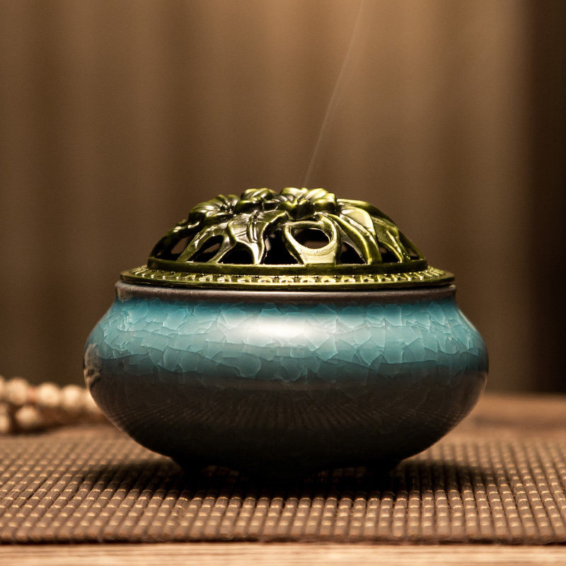 【顺手买】迦印堂陶瓷檀香炉熏香炉家用室内盘香炉香薰炉冰裂香炉,家居饰品,香薰炉,淘宝优惠券,粉丝福利购,淘宝优惠卷