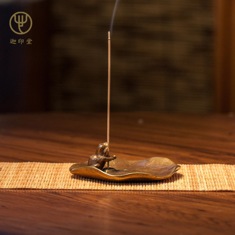 迦印堂 日本进口高岗铜香炉 室内家用线香炉 熏香炉 莲蛙香立龙年