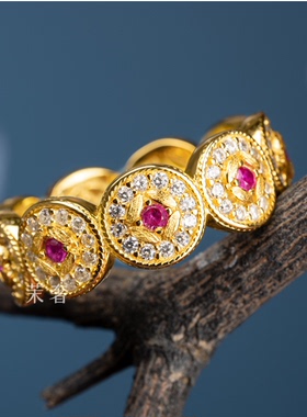 茉奢茉奢吸金钱币戒指新款高级感轻奢送女友礼物新年银饰品礼盒装