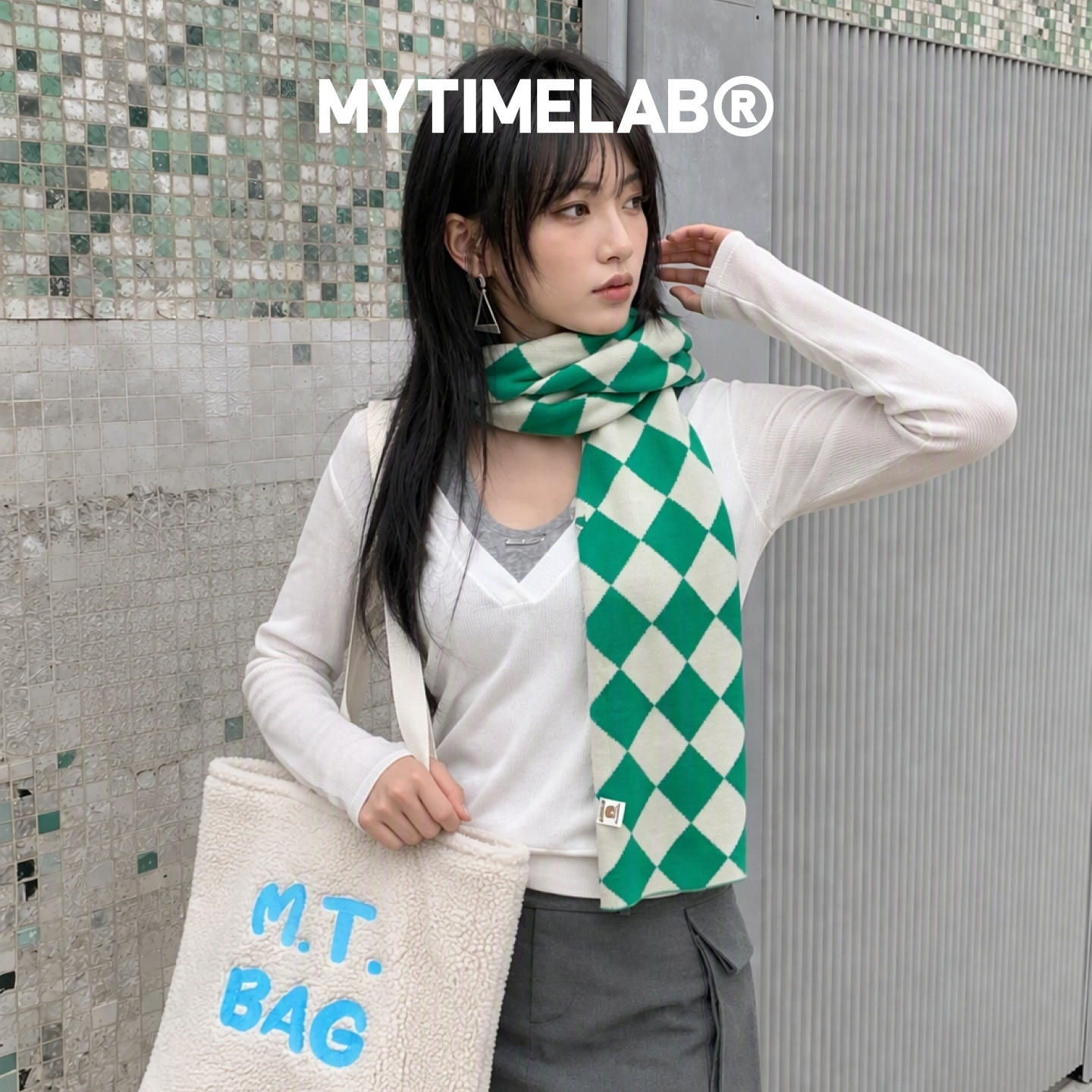 MYTIMELAB摩太潮玩条纹围巾秋冬季保暖百搭撞色情侣针织围巾男女