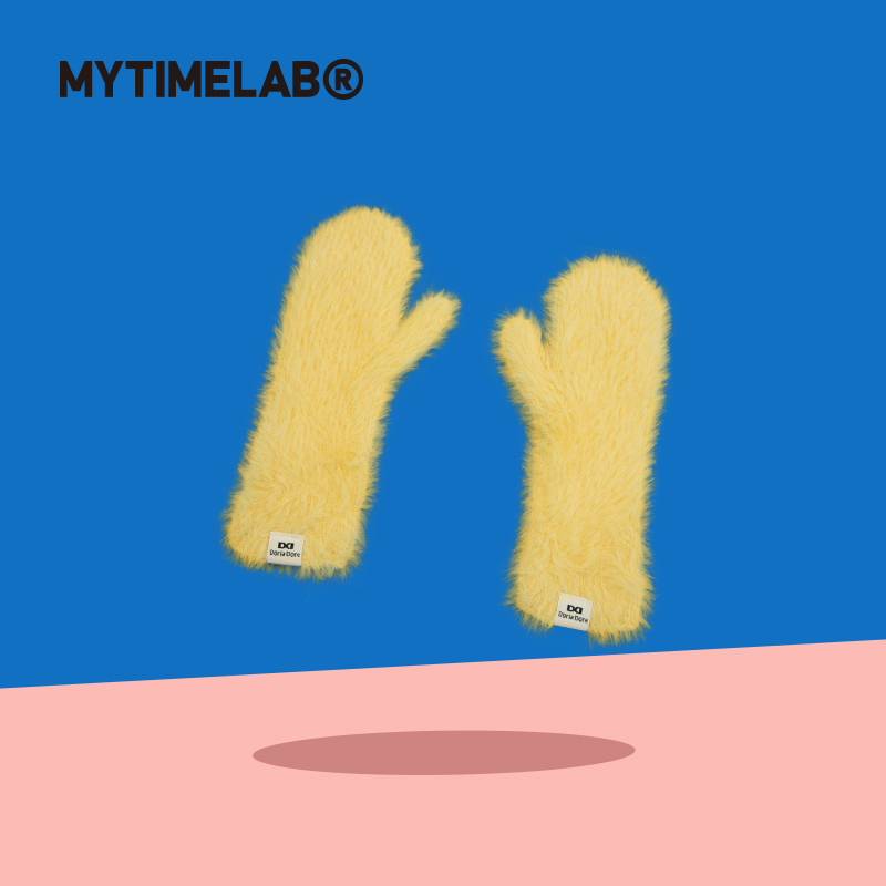 MYTIMELAB摩太潮玩毛绒连指手套毛绒保暖防风秋冬防寒时尚男女