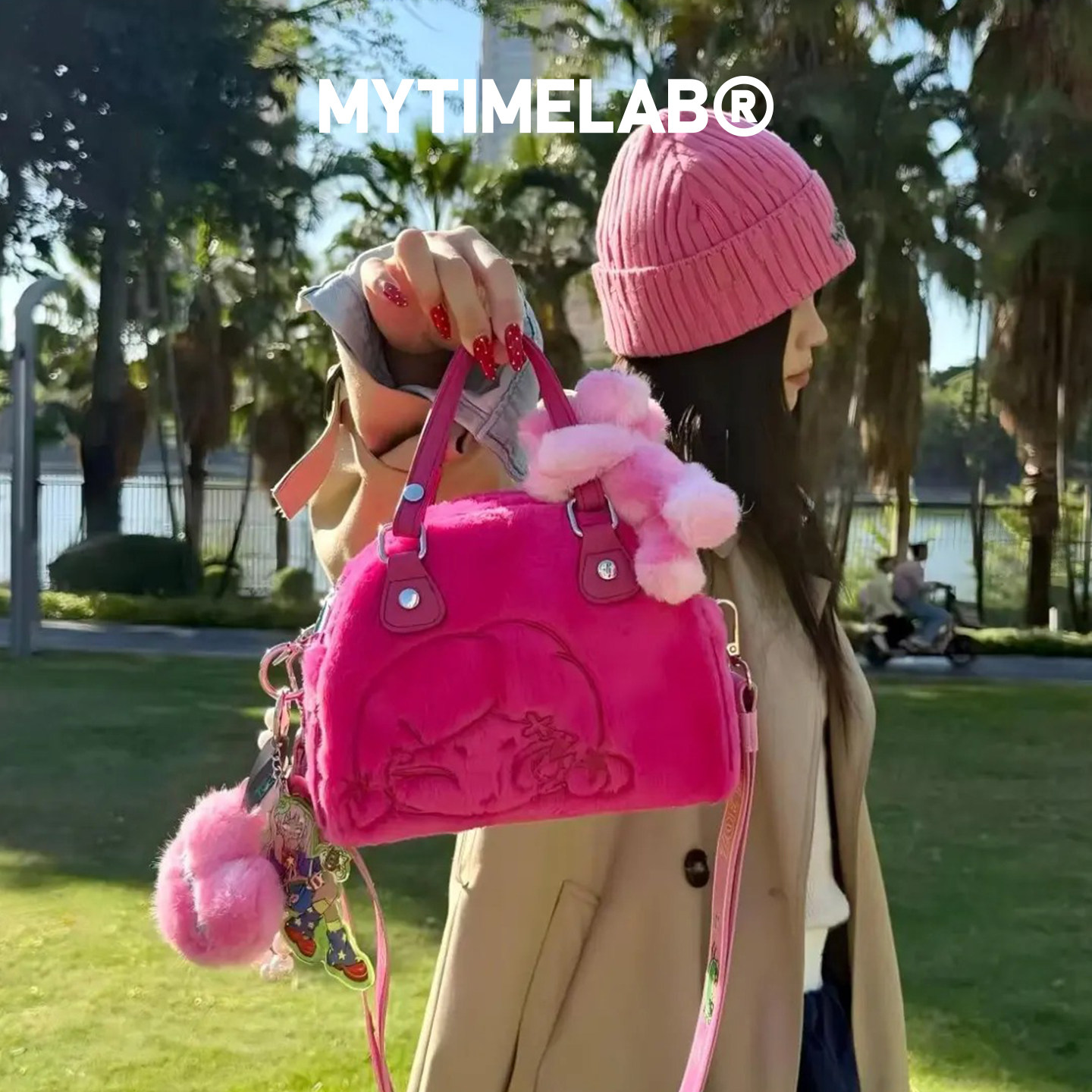 MYTIMELAB摩太潮玩ZOE辣妹兔毛斜挎包通勤手提包小众毛绒时尚