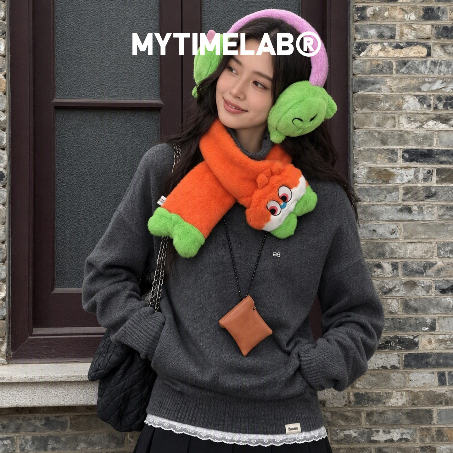 【清仓】MYTIMELAB摩太潮玩大号围巾保暖卡通动物男女秋冬厚围脖