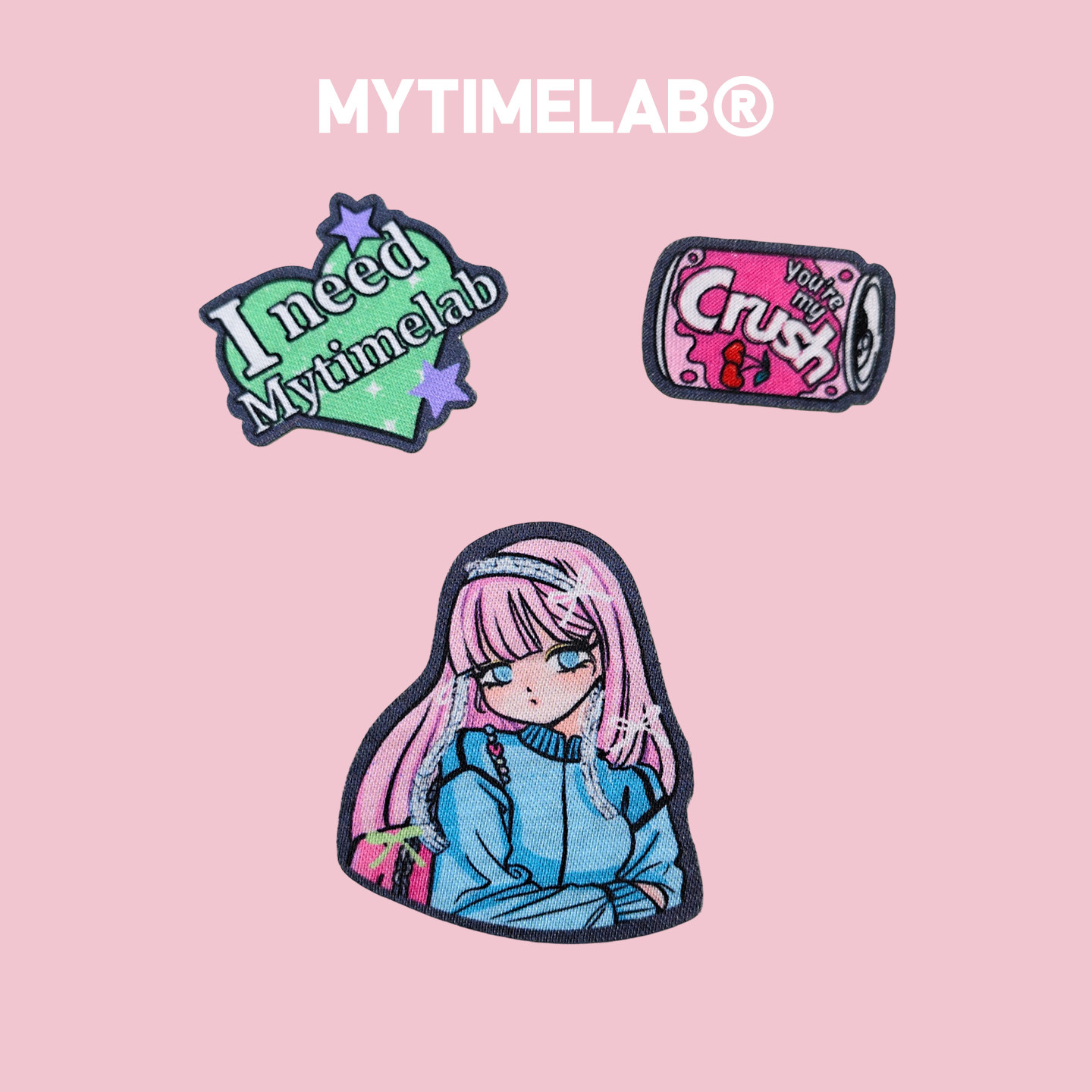 MYTIMELAB摩太潮玩ZOE少女日记别针挂饰卡通包挂件夹扣式萌系刺绣