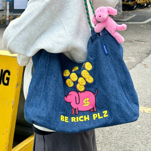 MYTIMELAB摩太潮玩PD包有料手提托特包牛仔包大容量休闲秋冬布包