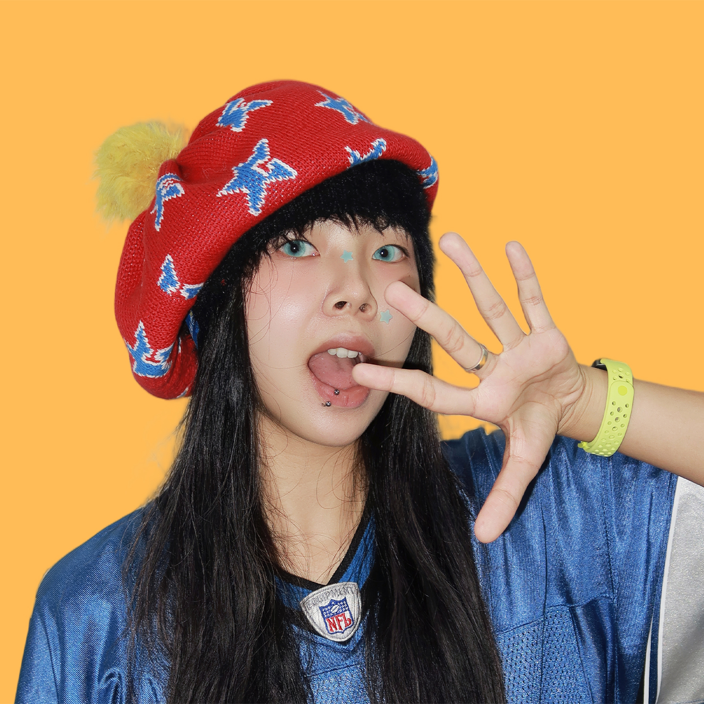 MYTIMELAB摩太潮玩PD蘑力星星帽针织毛绒帽保暖大头围秋冬多巴胺