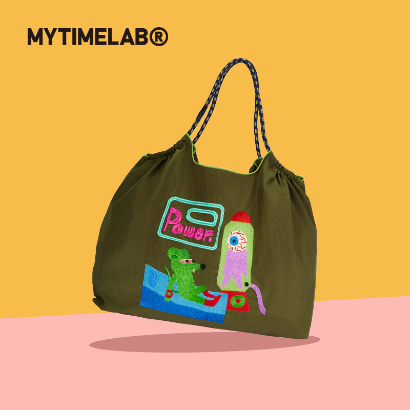 MYTIMELAB摩太潮玩刺绣包手提包大容量单肩包旅行收纳大号懒人包