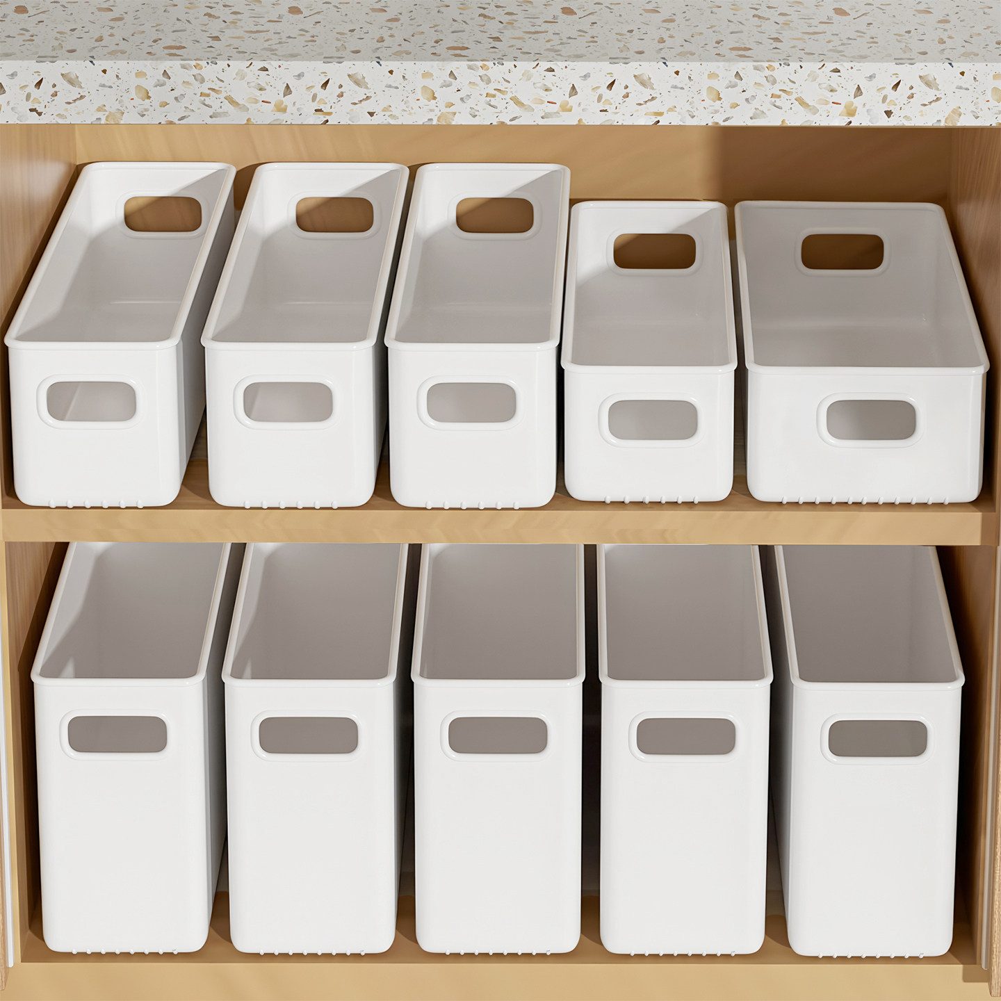 窄长型收纳盒窄缝加深透明橱柜抽屉收纳盒子多功能加长桌面收纳盒