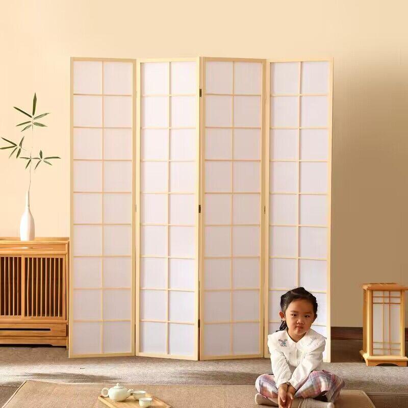 日式屏风隔断玄关折叠移动客厅简约现代禅意樟子格拍摄道具背景墙