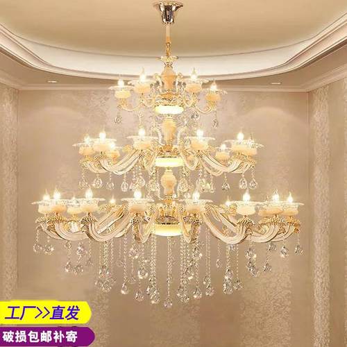 复式楼大吊灯别墅楼梯长吊灯复式楼中楼水晶吊灯锌合金酒店大吊灯