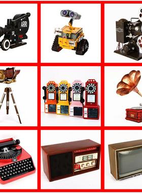 老式怀旧收音机留声机电视机缝纫机模型复古摆件陈列道具橱窗装饰