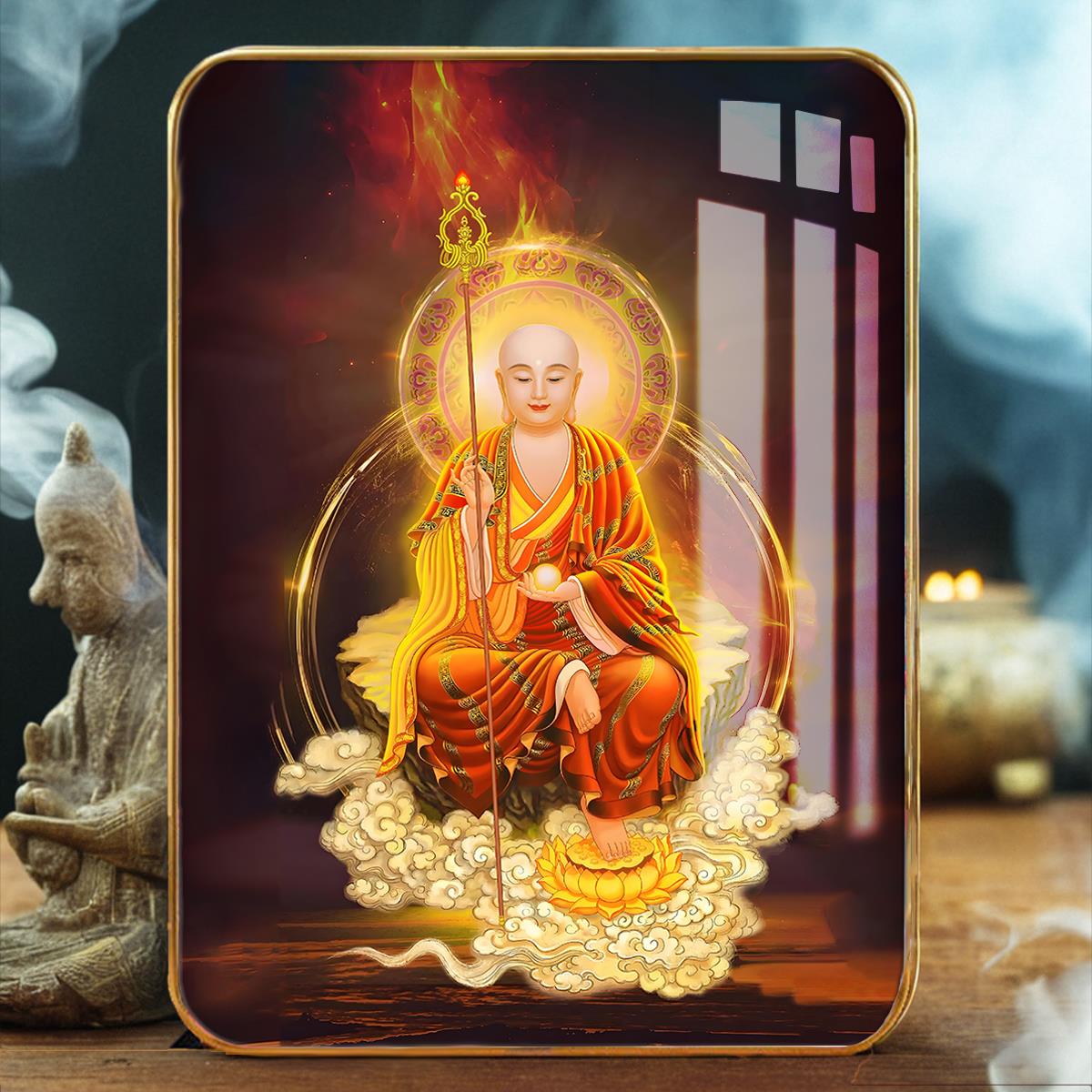 结缘南无地藏王菩萨摆台相框桌面摆件佛画像画像佛堂家用挂画AB