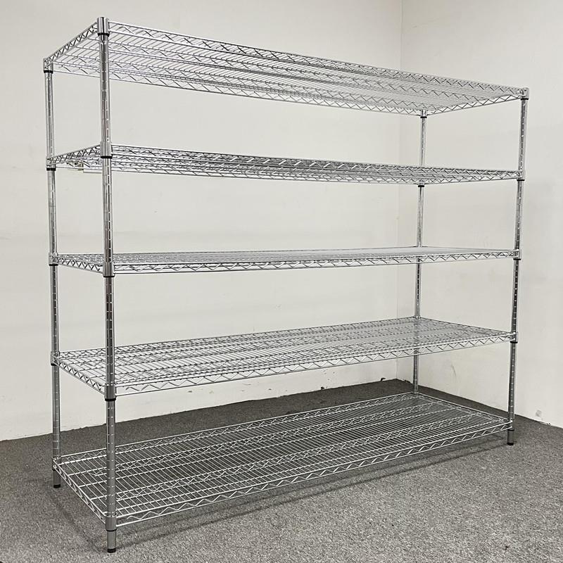 防静电车间库房多层金属镀铬线网货架带轮置物架家用不锈钢物料架