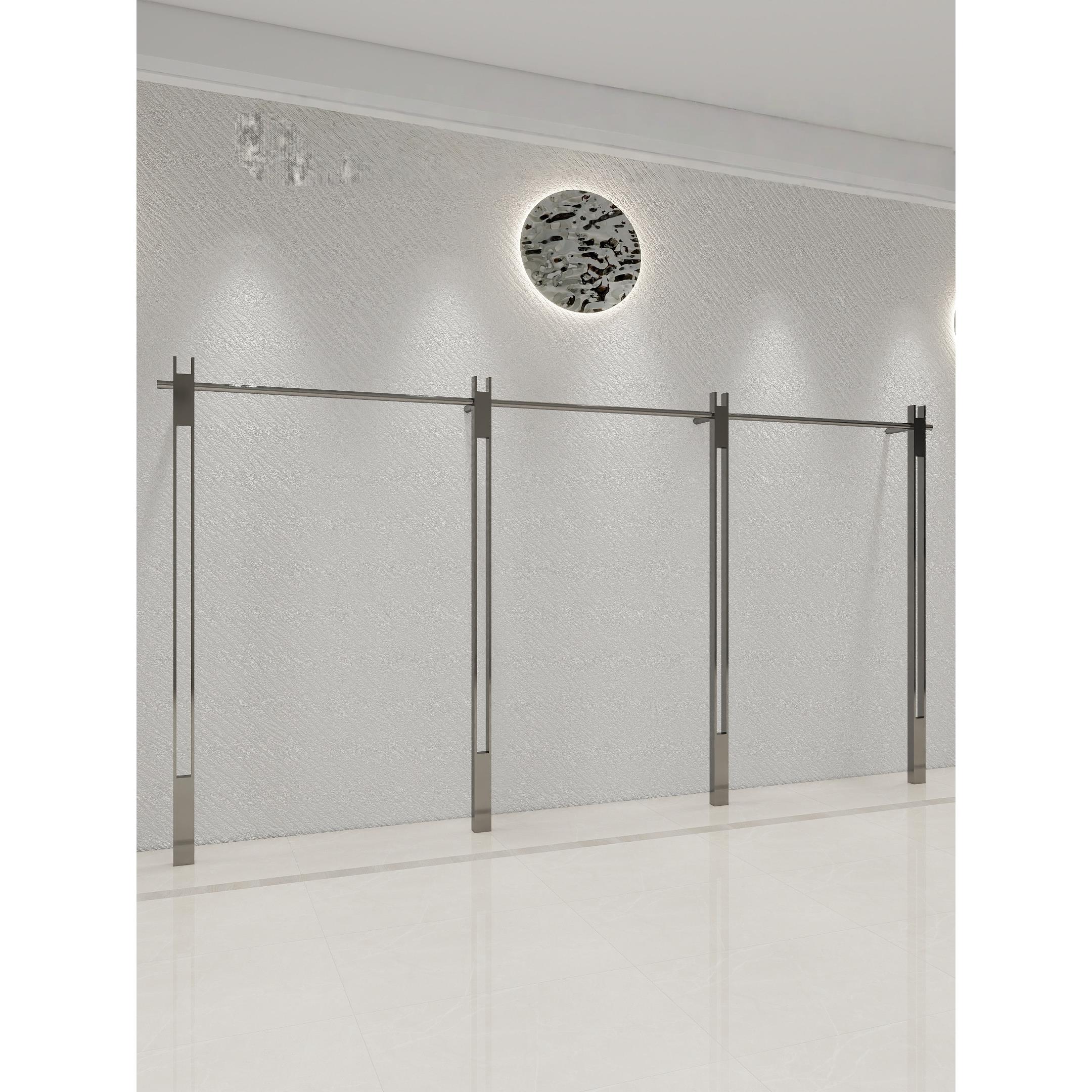 服装店展示架上墙不锈钢封釉无指纹男装货架女装店挂衣架陈列架