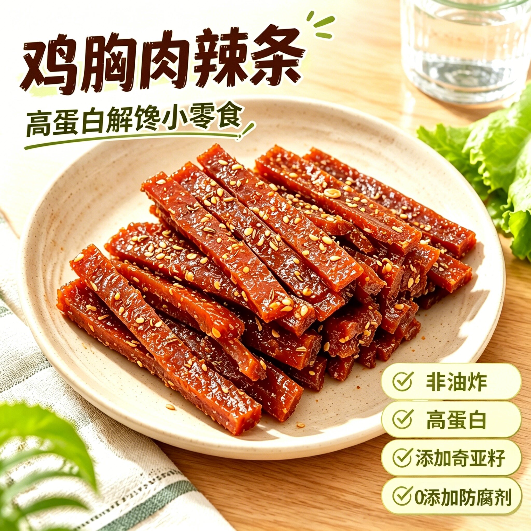 阿赞哥鸡胸肉辣条添加奇亚籽